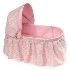 Badger Basket Folding Doll Cradle with Hood - Pink/Rosebud