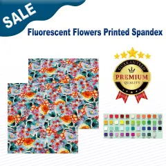 Fluorescent Flowers Printed Spandex Fabric