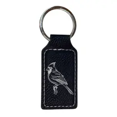 Keychain - Rectangle - Cardinal - Leather Black/Silver