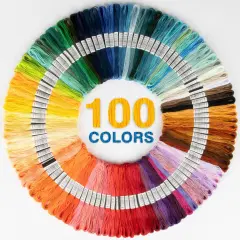 100 Colour Embroidery Thread - Rainbow Embroidery Floss Bulk Hand Embroidery Thread Variegated Embroidery Floss Cross Stitch Thread Crewel Embroidery Floss for DIY Sewing Embroidery Crafts Making