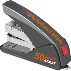 Stapler for Desk, 50 Sheets Effortless Stapler, Ergonomic Office Stapler, Low Force, One Touch Stapling Desk Stapler, Built-in Staple Remover, Portable & Space Save Size, Good for Home & Office