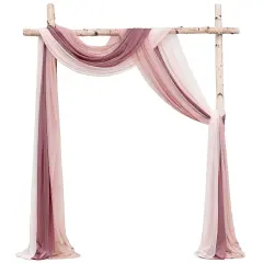 Wedding Arch Draping Fabric 3 Panels 20Ft Chiffon Fabric Drapes Arbor Drapery Wedding Ceremony Reception Swag Decorations (Mauve +Dusty Rose +Blush)