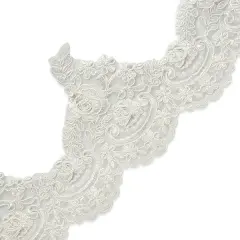 5 yards of Kerri 5 3/4" Polyester Embroidered Lace Trim | 5 yard cut Natural