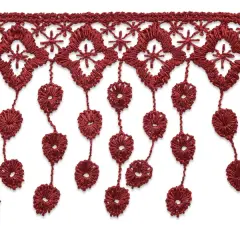 5 yards of Abigail Victorian Lace Fringe Trim | 5 yard cut Wine