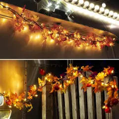 Thanksgiving Decorations Maple Leaf String Lights Plug in 120V