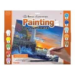 PAL18 | Painting by numbers&trade; 13pc 11.25" x 13.375" Waterside Lighthouse Painting Project