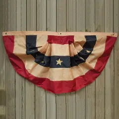 American Flag Bunting 48x25 Inch Embroidered Stars Heavy Polyester Fabric