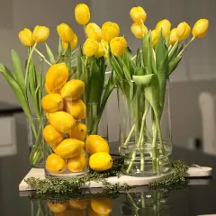 10pcs Artificial Yellow Tulips Faux Tulip Bouquet Real Touch Fake Flowers for Spring Mother's Day Easter Wedding Home Decoration
