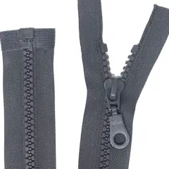 Grey 17 Inch Molded Plastic Jacket Zipper 5MM Open Bottom