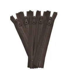 Deep Brown Molded Plastic Pocket Zipper D4 6 or 7 Inches Closed Bottom
