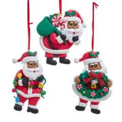 3.9" African American Santa Ornaments- AST 3