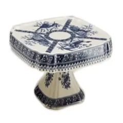 8 1/4 Inch Diameter Blue And White Cake Plate
