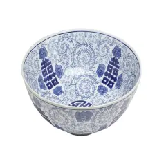 AA Importing 59880 14 Inch Blue And White Bowl