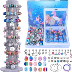 Charm Bracelet Making Kit &ndash; 72-Piece Mermaid & Unicorn Jewelry Craft Set for Girls Aged 5-12