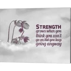 Strength Grows - Flowers in Snow Grayscale by Color Me Happy 20" x 16" Canvas Wall Art