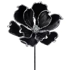 24" Sequined Edge Black Opulent Magnolia Flower