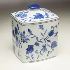 AA Importing 59783 Blue And White Square Jar With Lid