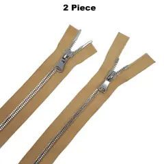 8MM Two Way Separating Open Bottom Zipper Beige Tape Nickel Teeth 36"