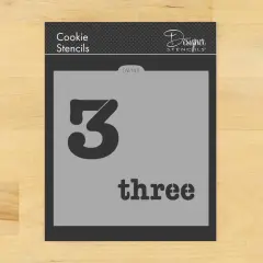 Number Three Cookie & Craft Stencil | CM143 by Designer Stencils | Cookie Decorating Tools | Baking Stencils for Royal Icing, Airbrush, Dusting Powder | Craft Stencils for Canvas, Paper, Wood | Reusable Food Grade Stencil