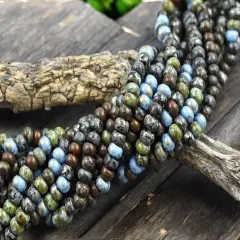 2/0 Aged Nyx Picasso Mix Seed Beads (19' Strand)