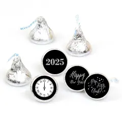 Big Dot of Happiness New Year's Eve - Silver - Round Candy 2025 New Years Eve Party Sticker Favors - Labels Fits Small Round Chocolate (1 sheet of 108)