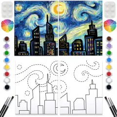 2 Pack Paint and Sip Canvas Painting Kit - 8x10 (Night City)