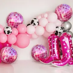Pink Disco Ball Balloons Cowgirl Birthday Party Decorations((Pink)