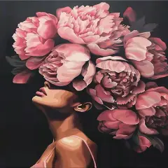 Fashion Head Painting by Numbers Pink Flower Abstract Drawing Nordic Wall Decoration Oil Paint by Numbers Beautiful Woman Head Flower Paint by Numbers for Adults Without Frame-16''Wx20&lsquo;&rsquo;H