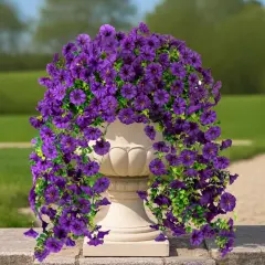 2 PCS Silk Morning Glory Faux Flowers with Eucalyptus Leaves