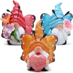 Spring Butterfly Gnomes Decorations Indoor Home Decor Scandinavian Tomte Elf Decor Gifts 3pcs Summer Resin Butterfly Elf Dwarf Kitchen Tiered Tray Decor