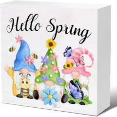 Spring Decor - Spring Gnomes Decorations - Rustic Home Decor for Desk Table Shelf
