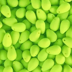 John Bead 114pcs 6x9mm Czech Glass White Alabaster Velvet Drop Bead Strands Lime