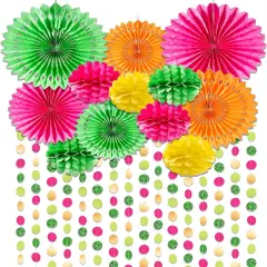 12 pcs Tropical Decoration Paper Fans for Party Decoration
