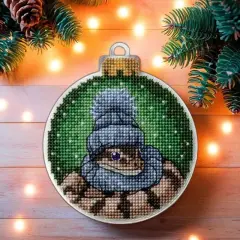Christmas Snake Cross-stitch kit on a plastic base