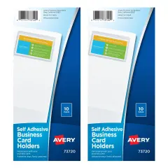 Avery Clear Self-Adhesive Business Card Holders, Top Load, Holds 3.5" x 2" Cards, 10 per Pack, 2 Packs, 20 Card Holders Total (01675)