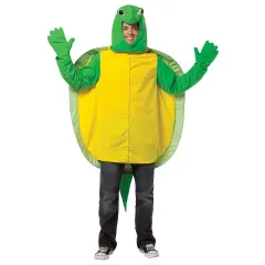 Turtle Adult Costume Green Hooded Tunic Snout Tail