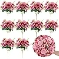 Silk Flowers Fake Peony Bouquet Faux Peonies- Purple Red