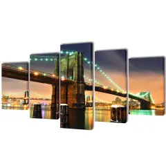 Canvas Wall Print Set Brooklyn Bridge 79"" x 39""