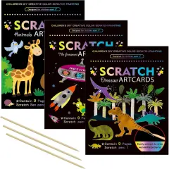3 Set Magic Scratch Paper Art, Colorful Magic Drawing Art Book with 3 Scratch Pen