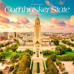 Cornhusker State | Nebraska Places | 2026 12 x 24 Inch (Hanging) Monthly Square Wall Calendar | Plastic-Free