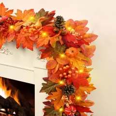 1 Pack 5.9 FT Fall Garland with Maple Leaves Pumpkins