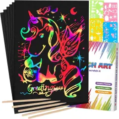 60 Pcs Rainbow Scratch Art Paper for Kids