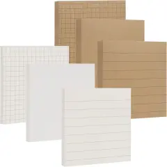 Sticky Notes 6 Packs, Adhesive Self-Stick Notes in Eye Protection Paper, Multiple Designs of Memo Pads for Reminders, Office, Home, School, Meeting, 80 Sheets/Pad
