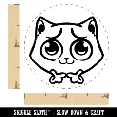 Nervous Cat With A Question Touching Fingers Self-Inking Rubber Stamp Crafting Green