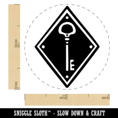 Elegant Antique Vintage Key In Diamond Self-Inking Rubber Stamp Crafting Purple