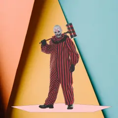 Freak Show Adult Costume Scary Clown Jumpsuit Red and Black