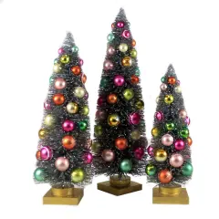 Cody Foster 16.5 Inch Silver Rainbow Trees Christmas Decorative Tree Set , Christmas Decor Putz Village Retro Multicolored