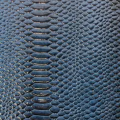 1 Yard Culebra Patent 3D Embossed Snake Skin Vinyl Fabric For Upholstery Handbags 54" Width Blue