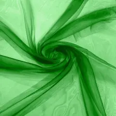 1 Yard Crystal Organza Fabric Sheer Lightweight Textile with Soft Flow for Dresses Linings and Costume Design Flag Green