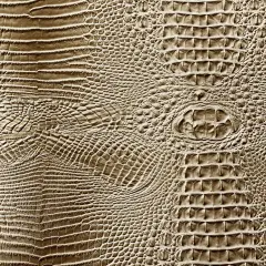 1 Yard 3D Embossed Gator Faux Leather Vinyl Fabric Durable Upholstery Handbags 56" Width Beige